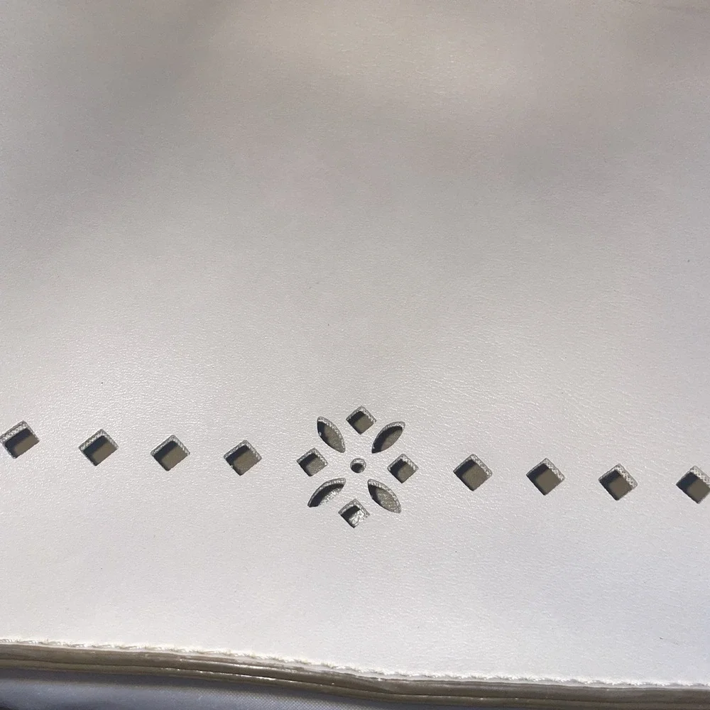 Mondani New York Ivory White Vegan Leather Laser Cut Hobo Bag Purse Shoulder Bag